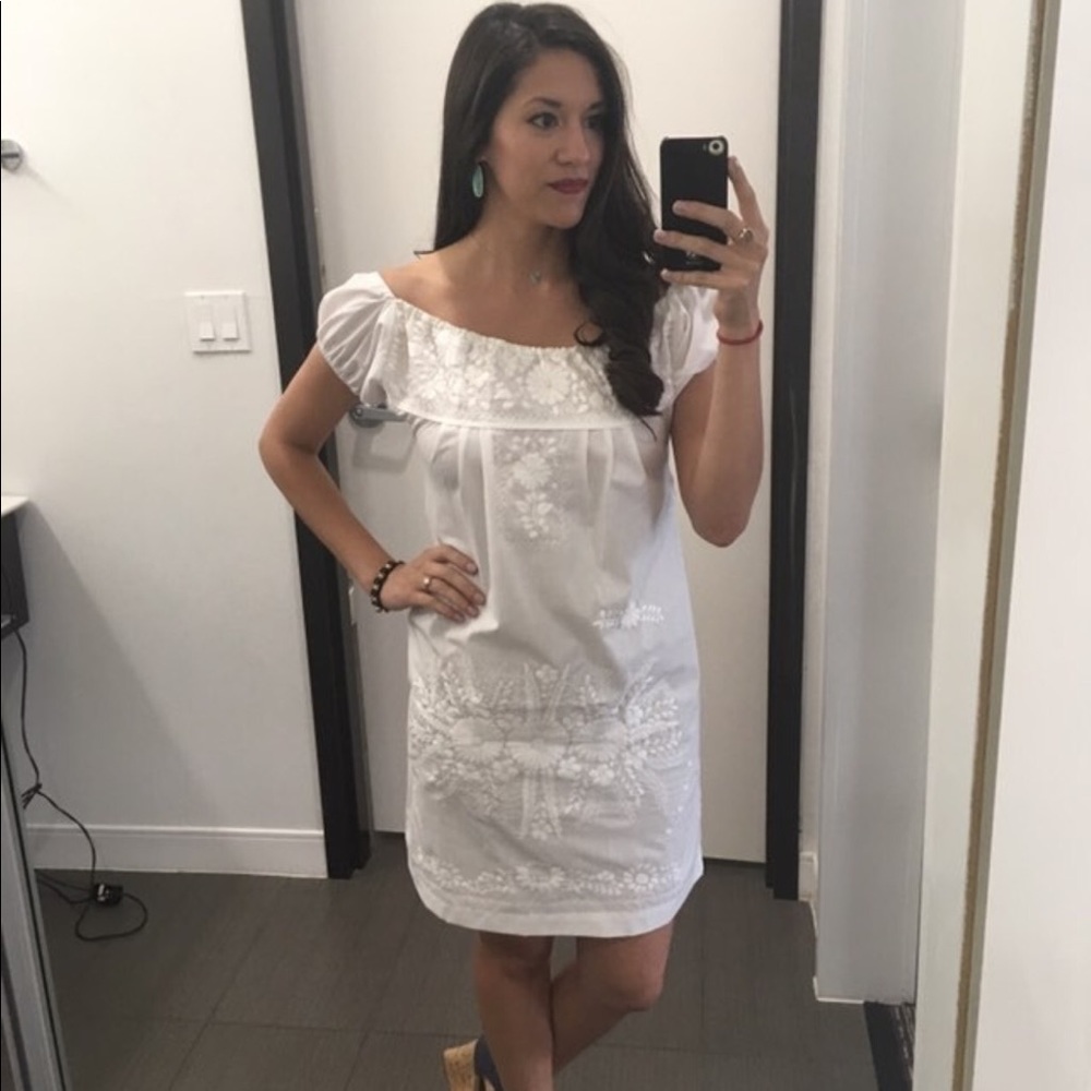 Mexican Dress Embroidered Off The Shoulder White